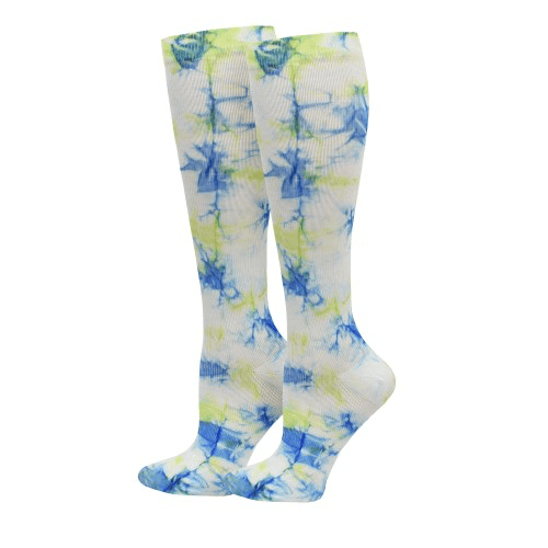 Tie Dye Premium Blue/Green Fashion Compression Sock - 92100 - Sophisticated Scrub Boutique