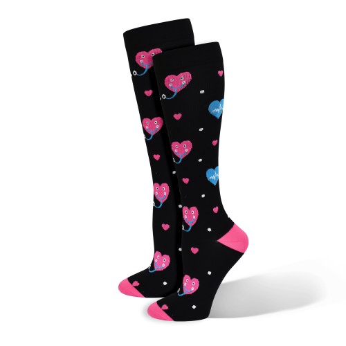 Premium Smiley Hearts Fashion Compression Sock - 94787 - Sophisticated Scrub Boutique